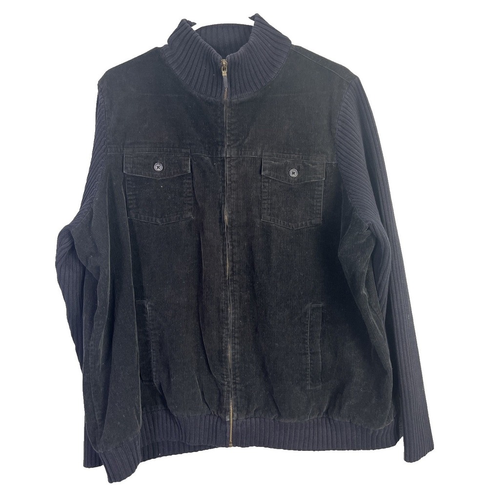 Lauren Ralph Lauren Jacket Womens 2X‎ Black Corduroy Ribbed Knit Utility Classic